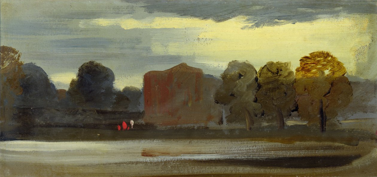 Paysage avec lac (Scène de lac) précédemment attribué à J.M.W. Turner (1775-1851) et également attribué à Peter de Wint (1784-1849), 1828-29 - English School