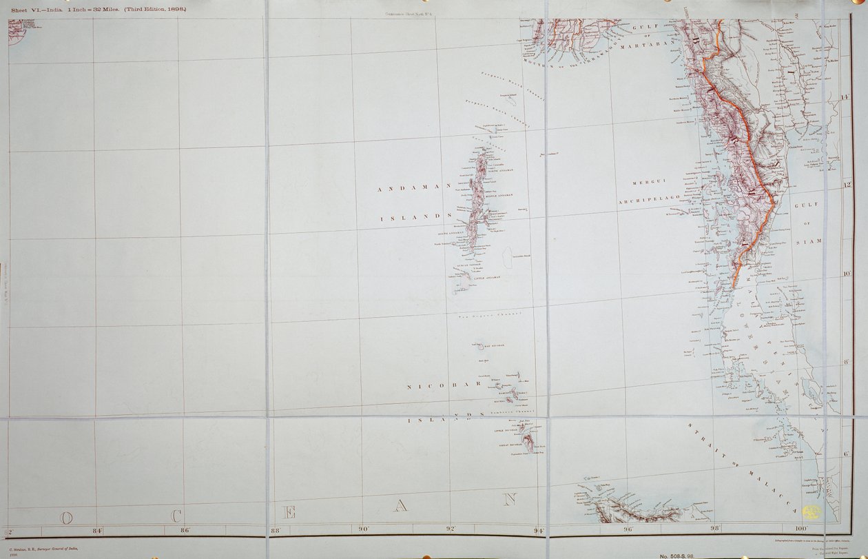 Carte des îles Andaman et Nicobar, Baie du Bengale, 1898 - English School