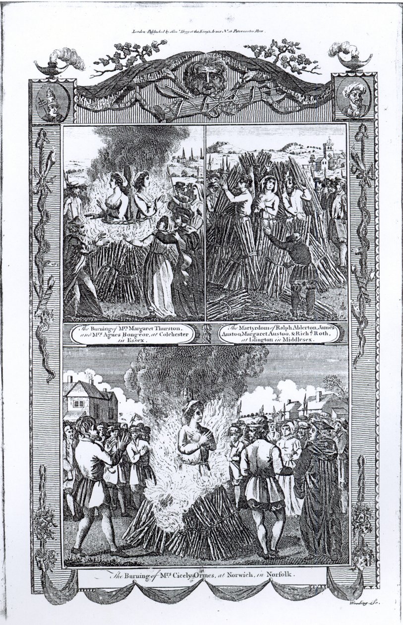 Hommes et femmes brûlés sur le bûcher en 1557, d