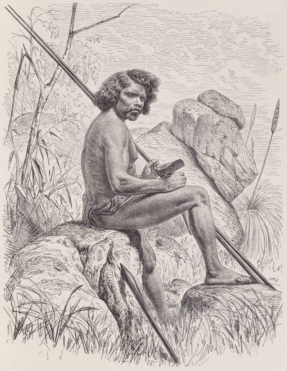 Nord-Australien avec des lances, une hache et des clubs, de The History of Mankind, Vol.1, par Friedrich Ratzel, 1896 - English School