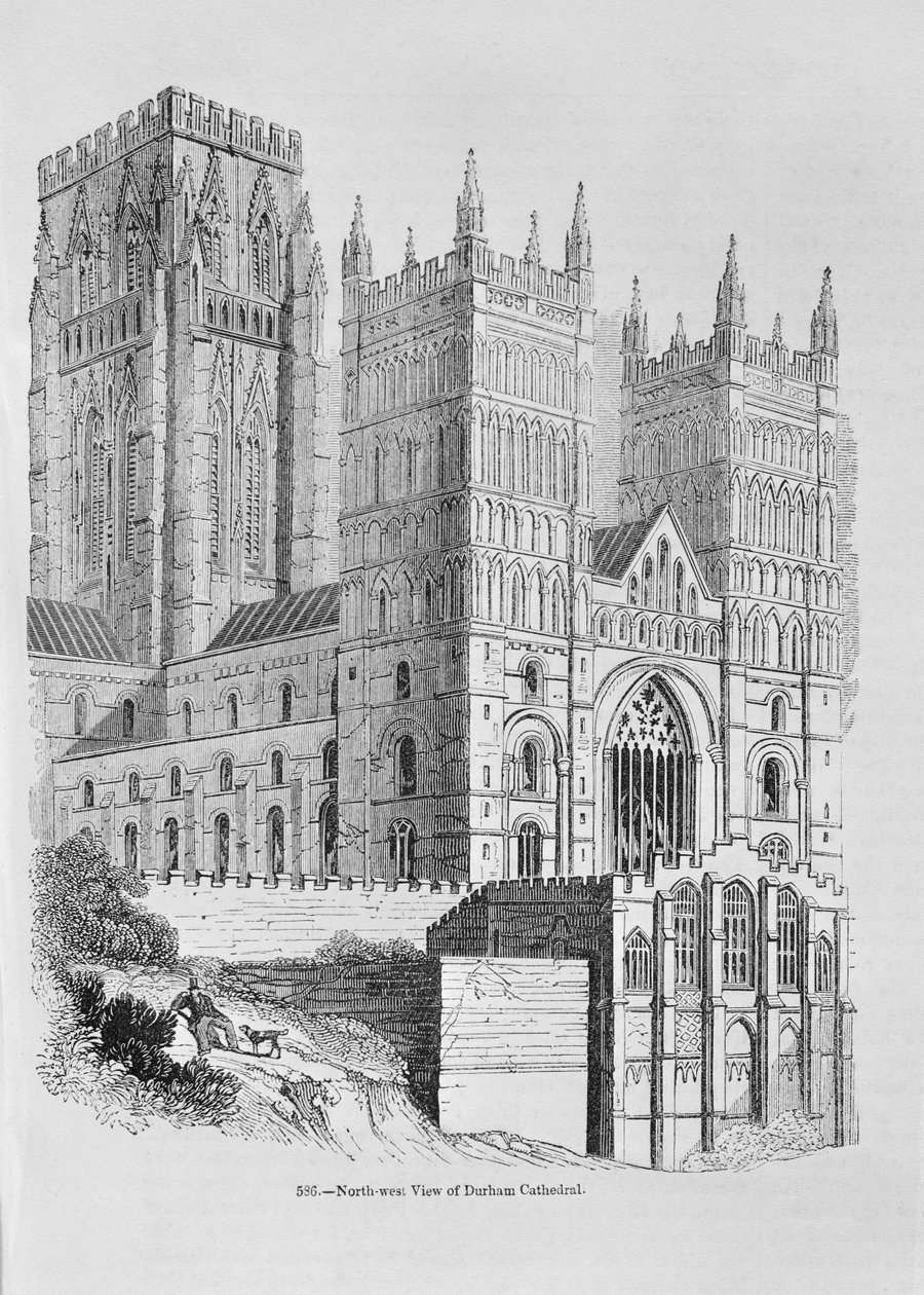 Vue nord-ouest de la cathédrale de Durham - English School