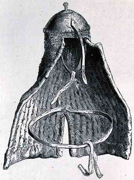 Casque nubien, de The History of Mankind, Vol.III, par Prof. Friedrich Rayzel, 1898 - English School