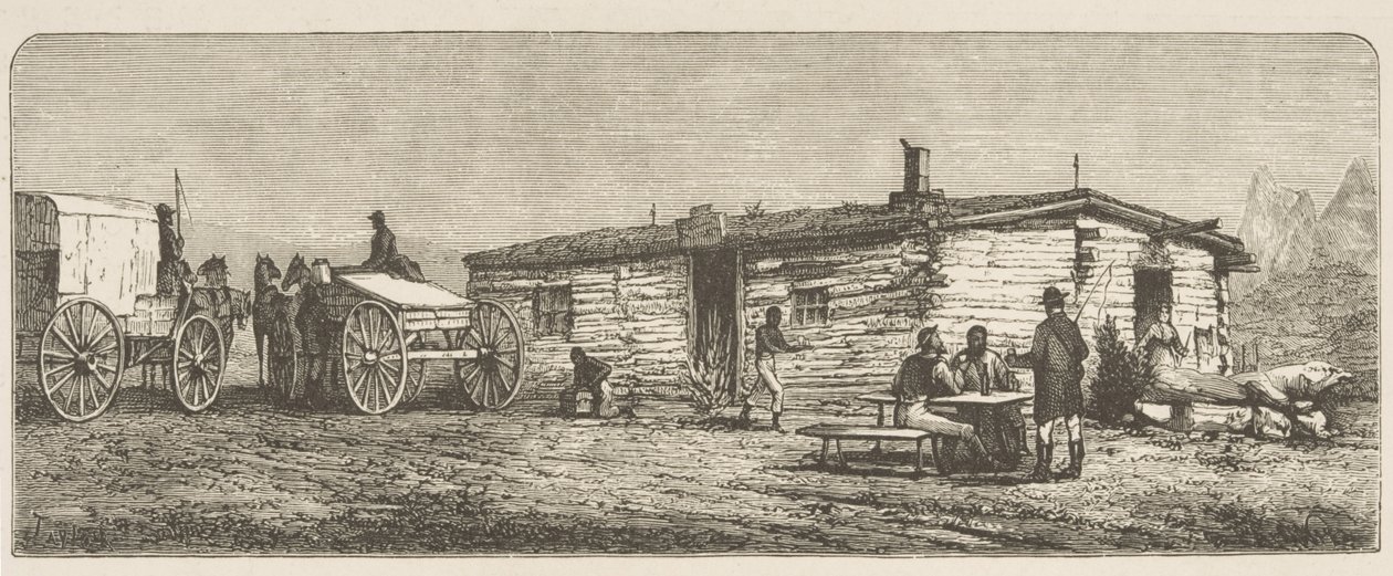 Ancienne station de poste sur la prairie, près de Denver, vers 1870, de 