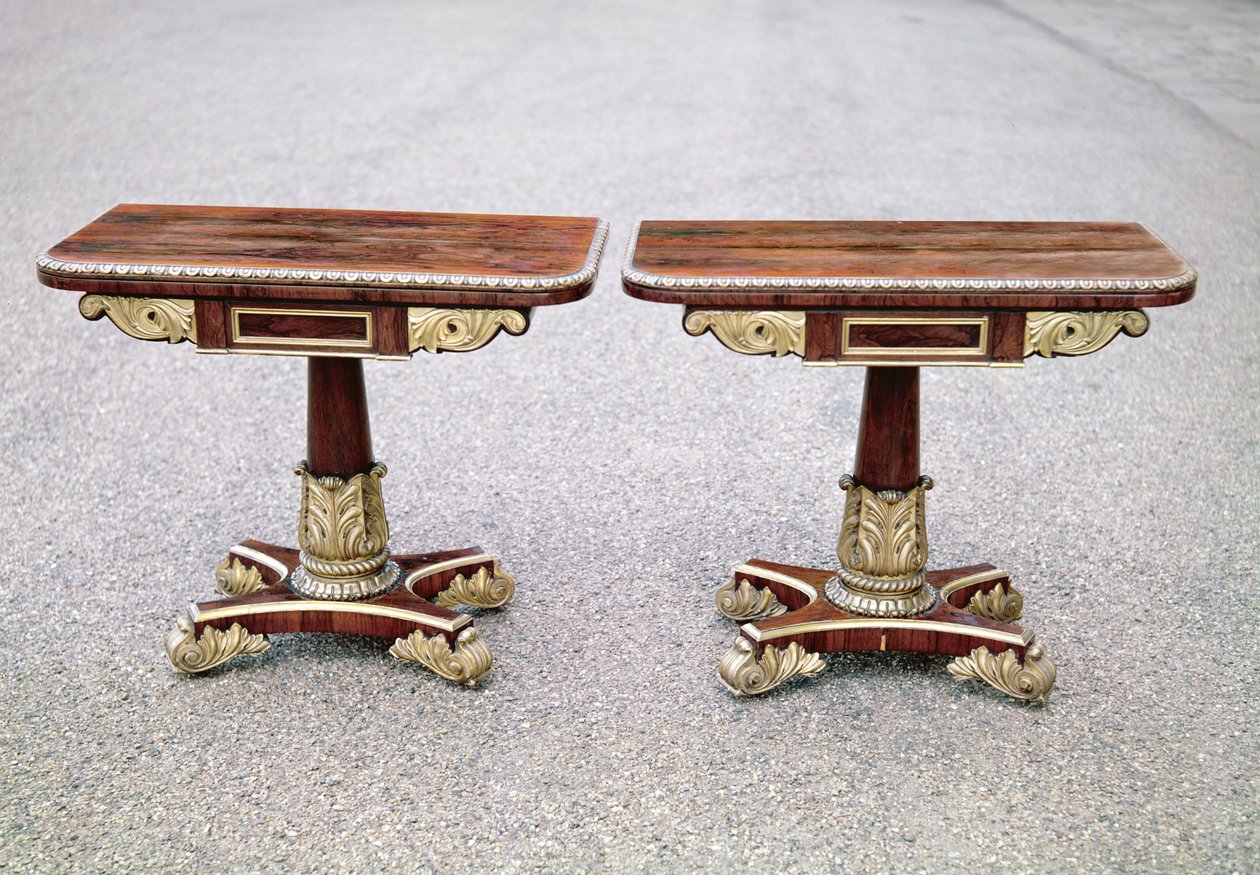 Paire de tables de jeu Regency sur bases quadruples, vers 1810 - English School