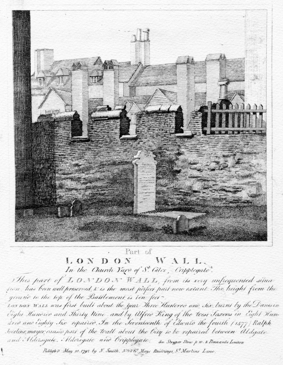 Partie du mur de Londres, dans le cimetière de l