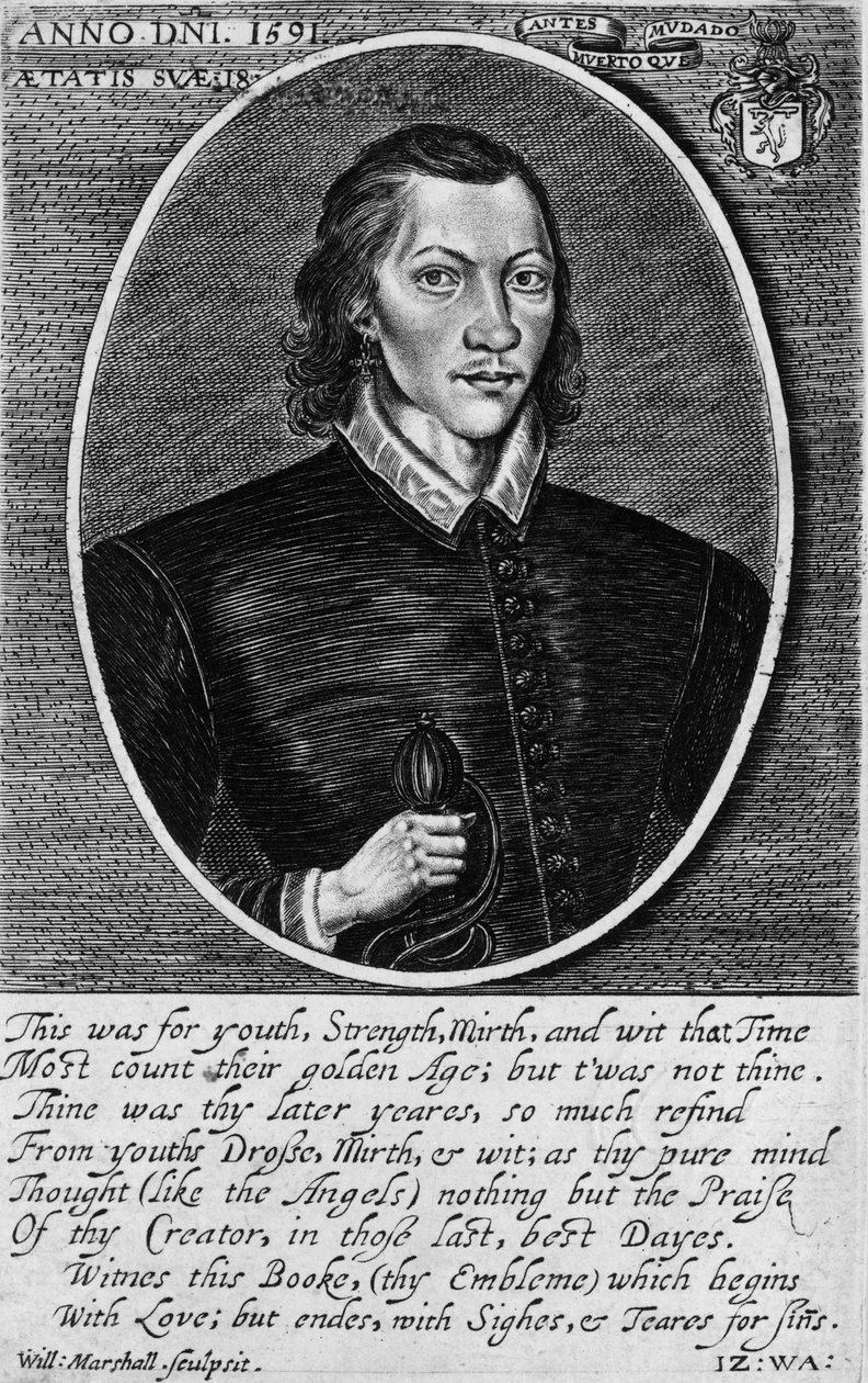 Portrait de John Donne, daté de 1591, frontispice de 