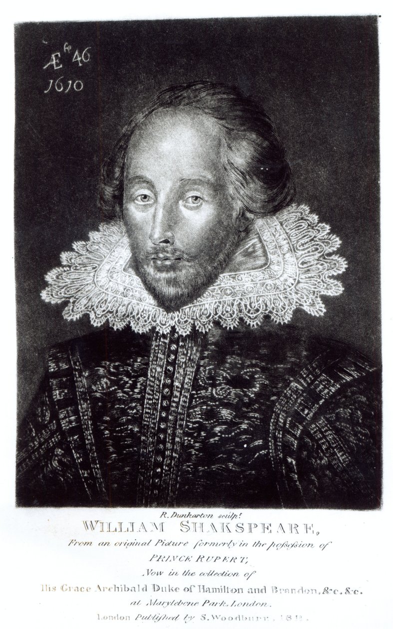 Portrait de William Shakespeare (1564-1616), gravé par Robert Dunkarton (1744-1817), publié par S.Woodburn, 1811 - English School