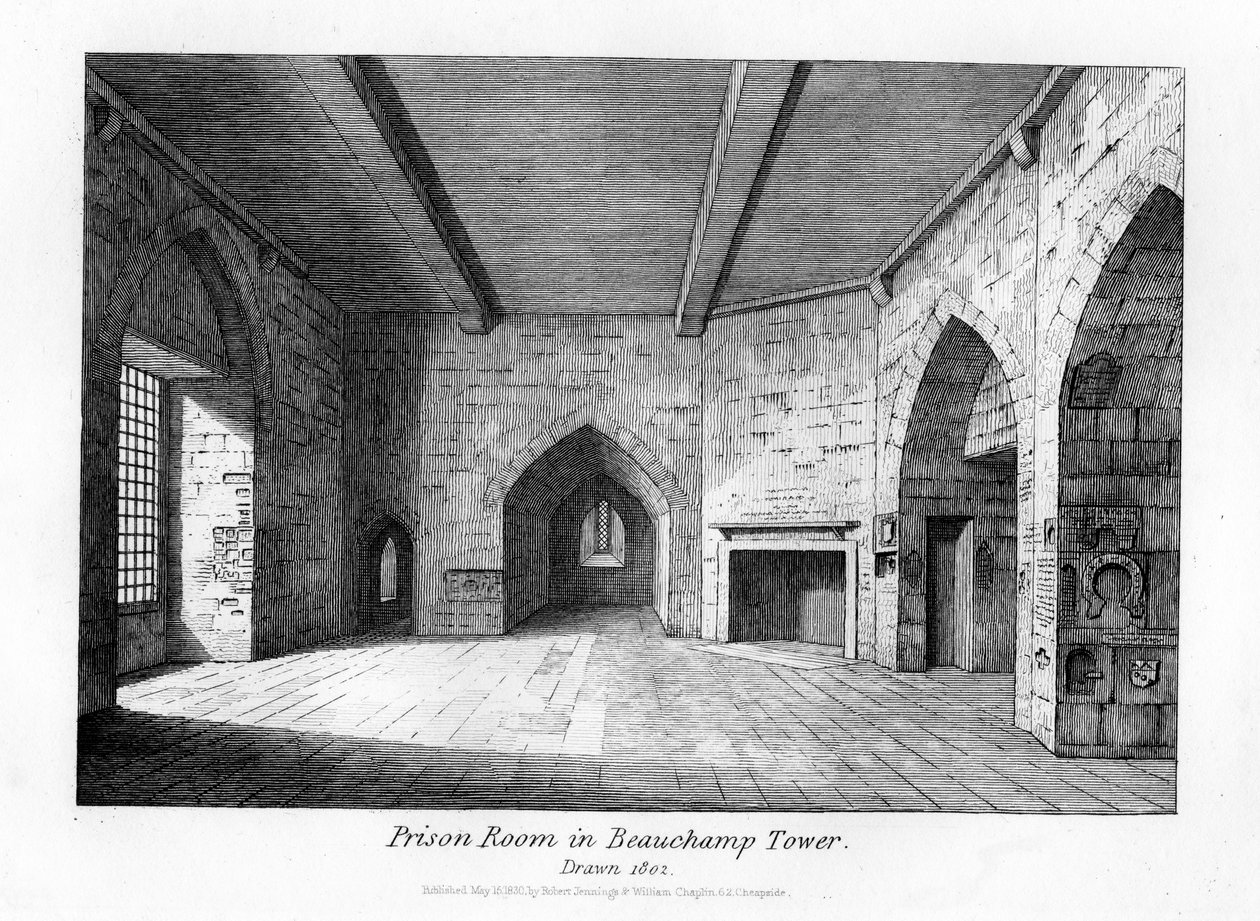Salle de prison dans la tour Beauchamp, 1830 - English School