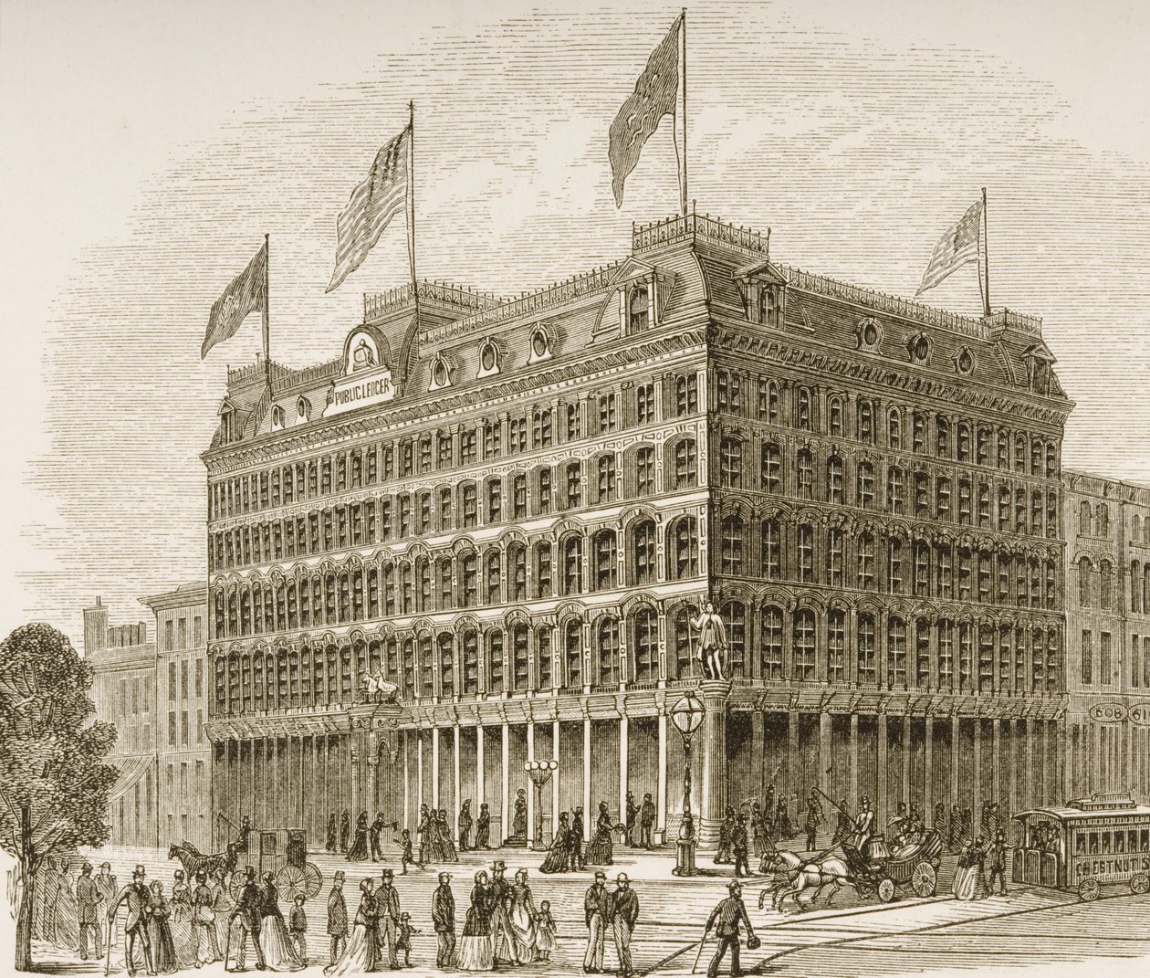 Bâtiment du Public Ledger, Philadelphie, vers 1870, de 