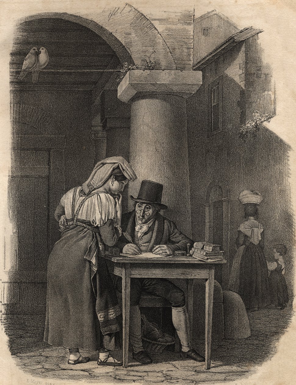 Scribe Public Travaillant sur un Marché - English School