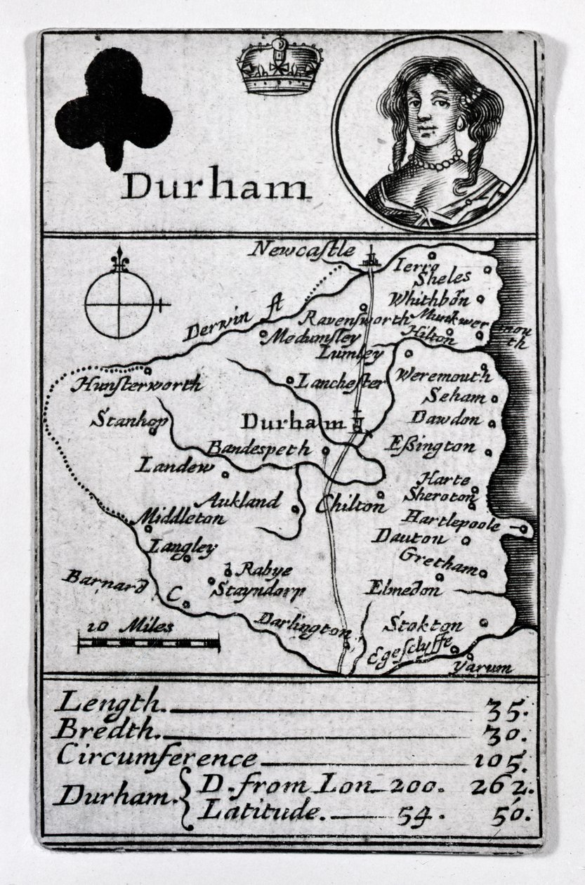 Reine de Trèfle et carte de Durham, vers 1675 - English School