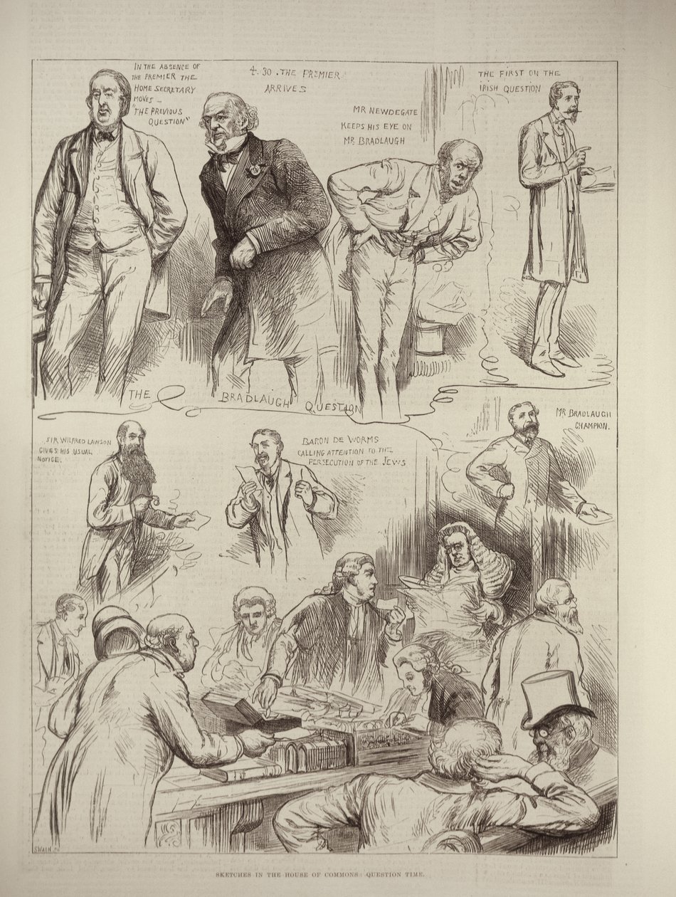 Esquisses à la Chambre des communes : Heure des questions, de The Illustrated London News, 18 février 1882 - English School