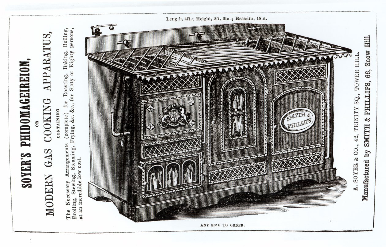 Phidomageireion de Soyer ou Appareil de cuisson au gaz moderne - English School