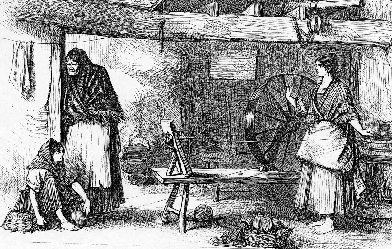Filage de fil de filet dans le Claddagh, Galway, illustration de 