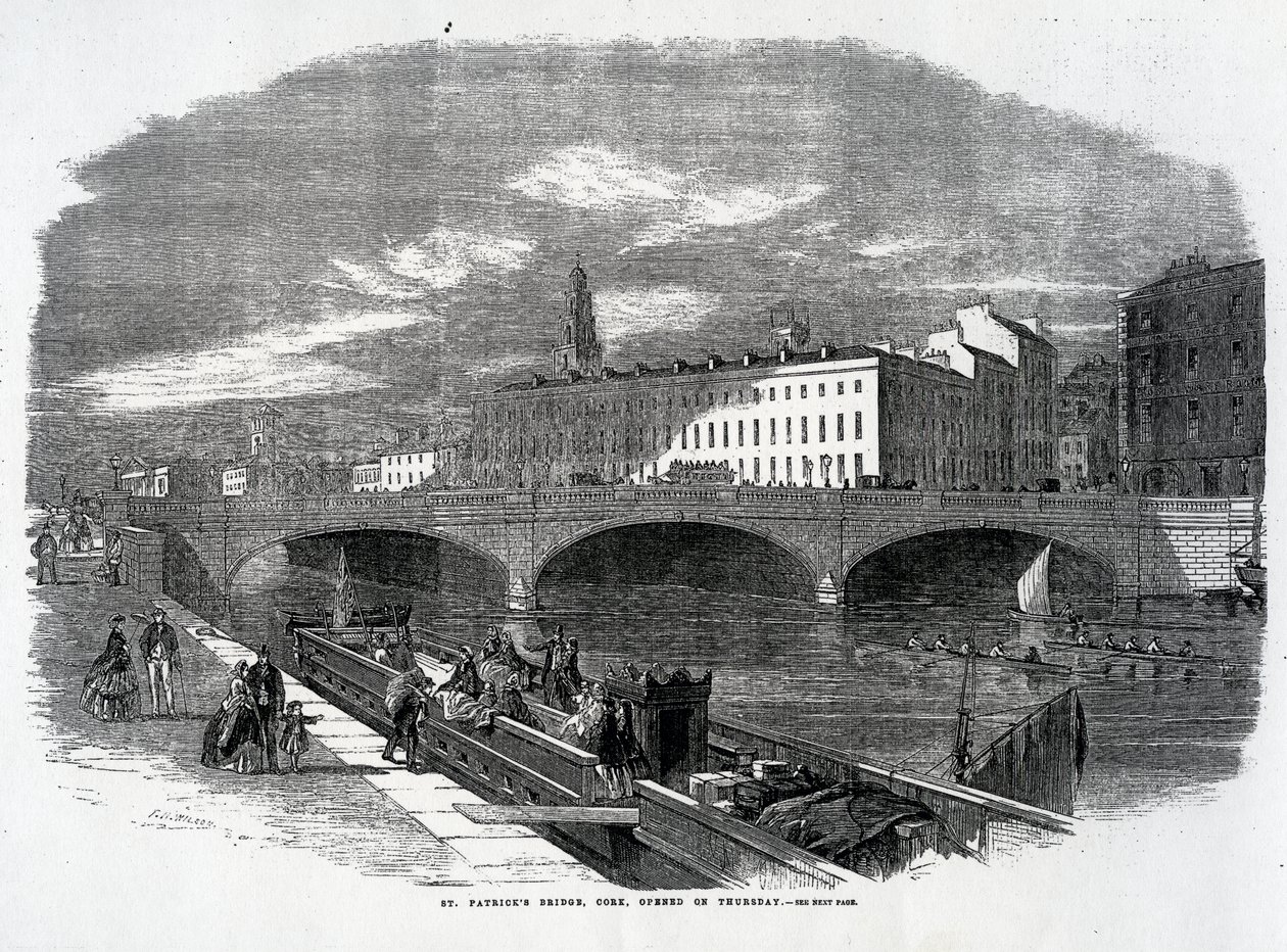 Pont Saint-Patrick, Cork, ouvert le jeudi, gravé par T.N. Wilson, publié dans 