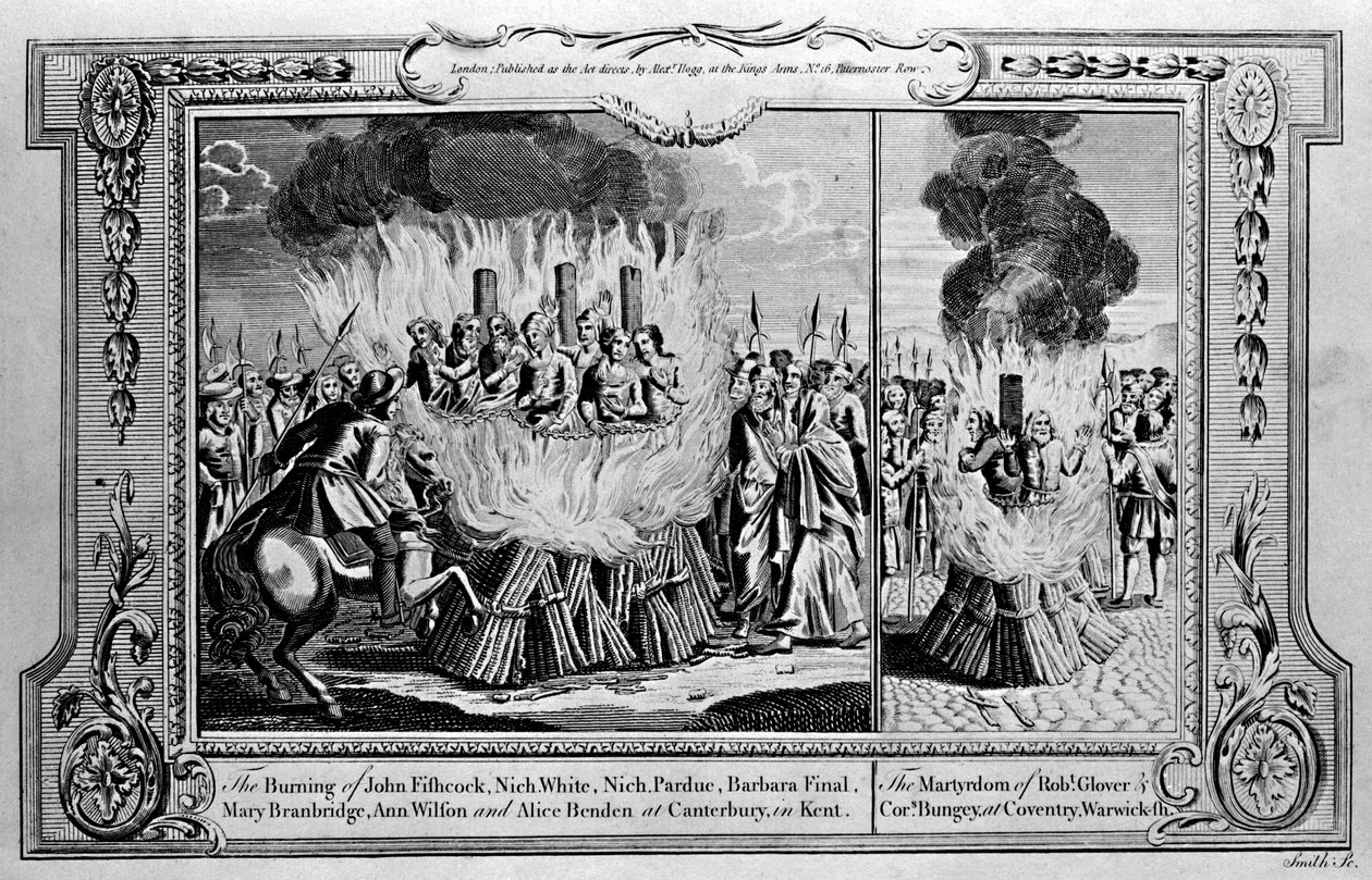 Le bûcher de John Fishcock et le martyre de Robert Glover, de 