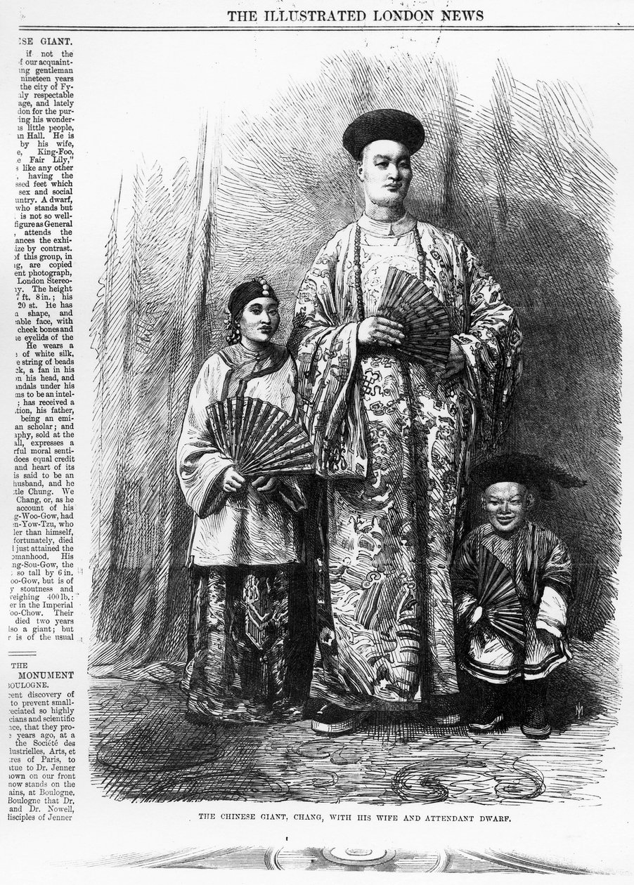Le Géant chinois, Chang, avec sa femme et son nain assistant, publié dans 