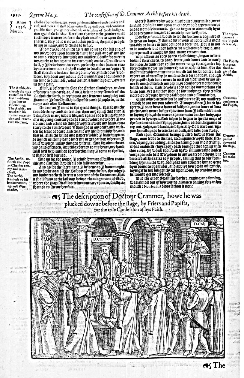 La confession du docteur Thomas Cranmer (1489-1556) archevêque de Canterbury, avant sa mort, de 