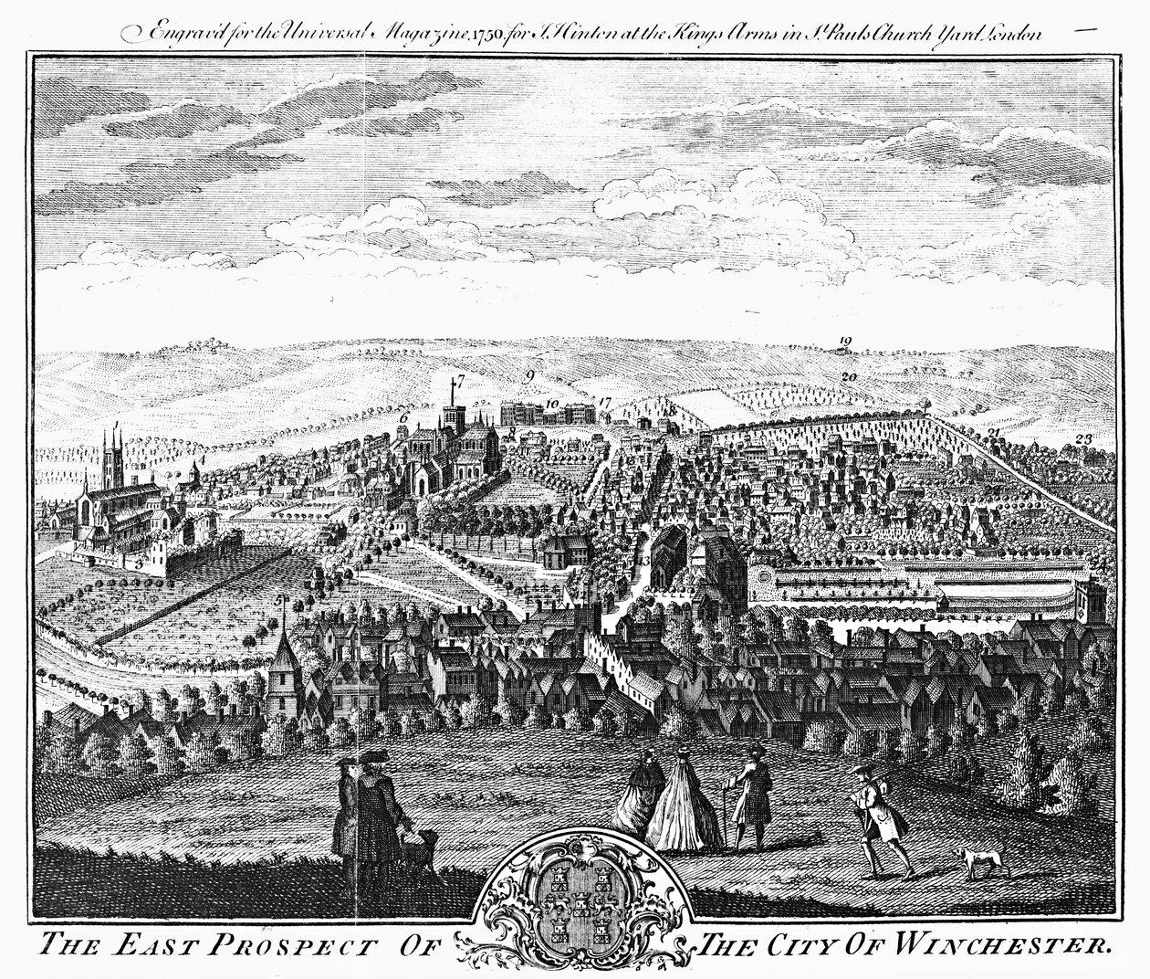 La perspective est de la ville de Winchester, de 