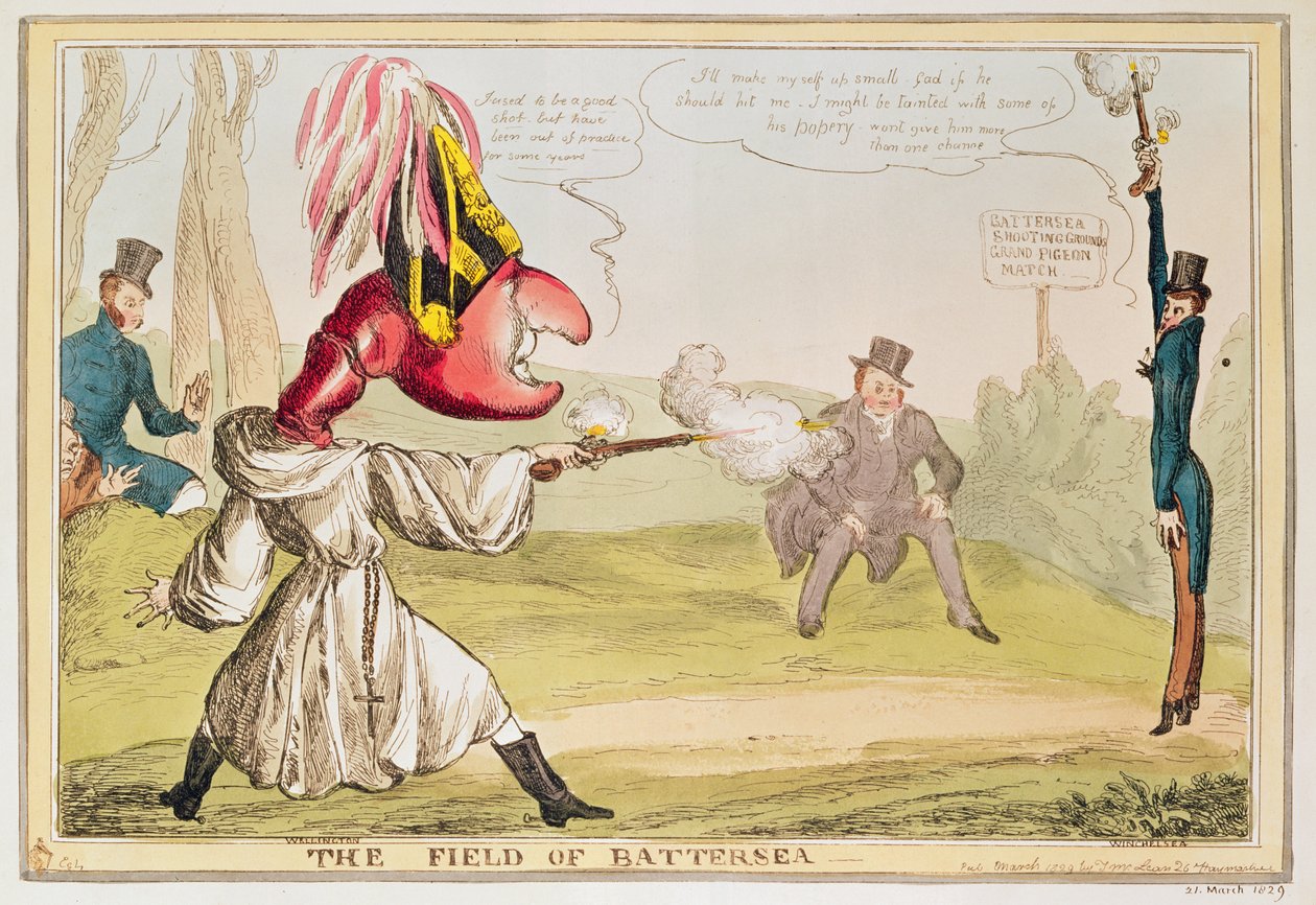 Le champ de Battersea, 1829 (gravure en couleur) - English School