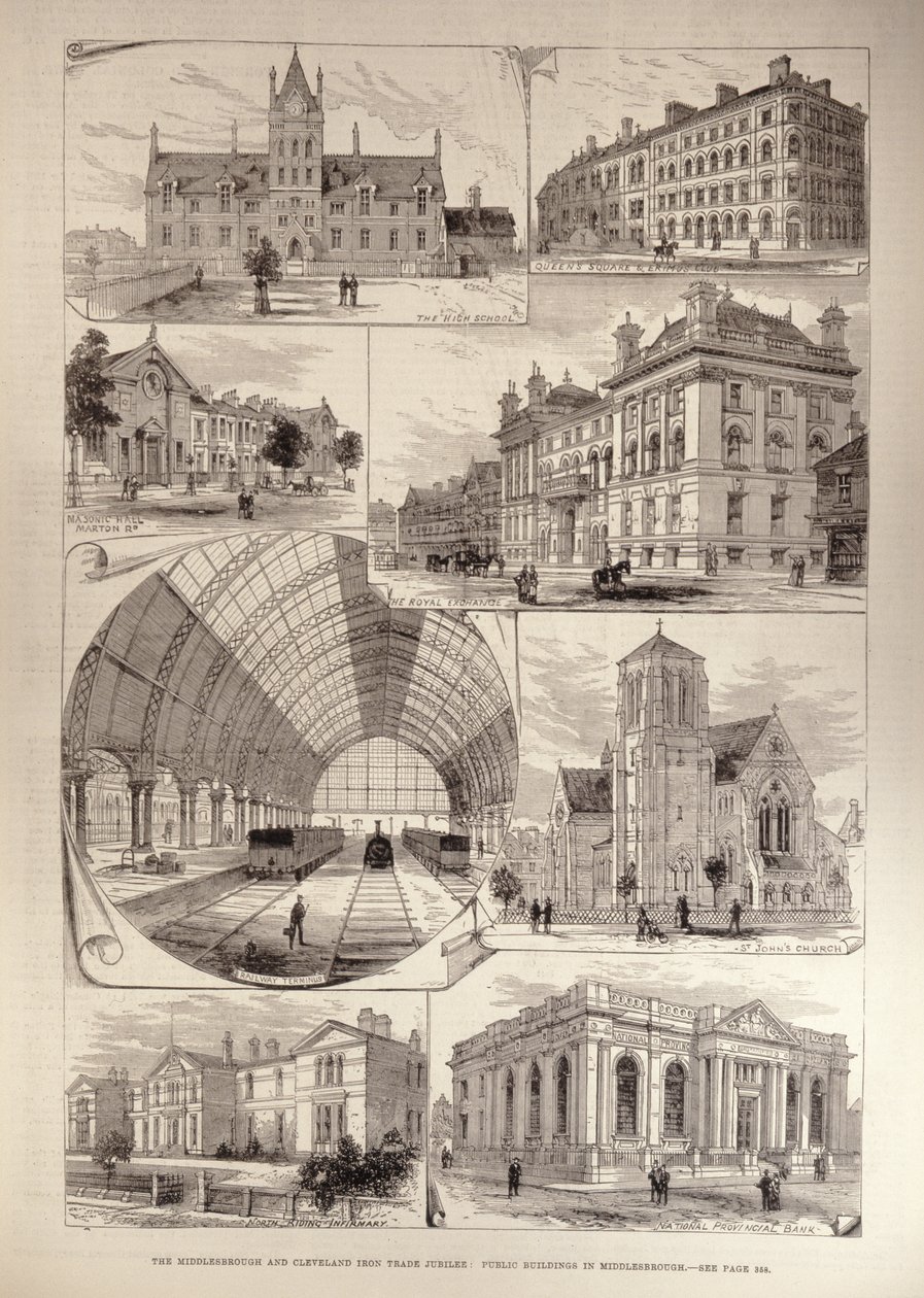 Le Jubilé du Commerce du Fer de Middlesbrough et Cleveland : Bâtiments Publics à Middlesbrough, de 