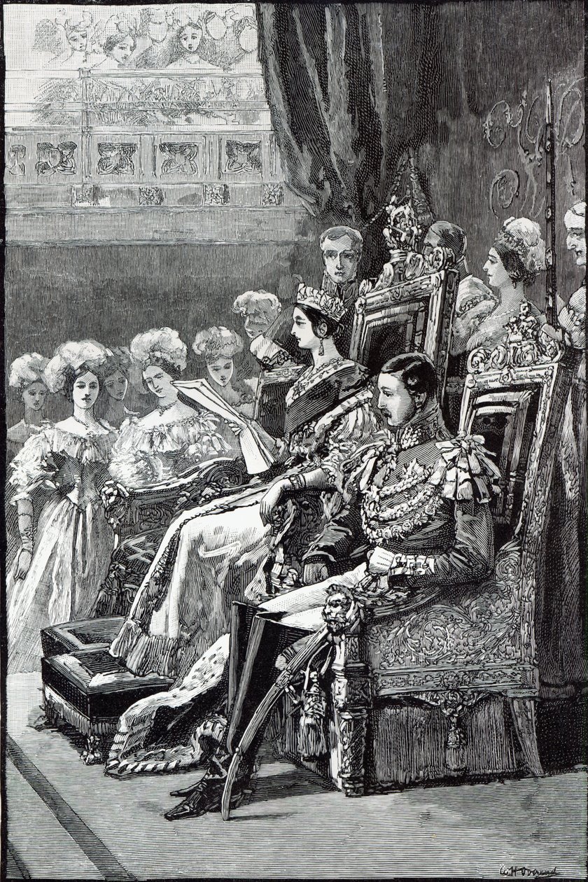 La reine ouvrant le Parlement en 1846 - English School