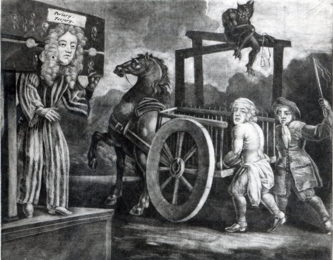 Titus Oates au troisième jour de sa punition en 1685, lorsqu
