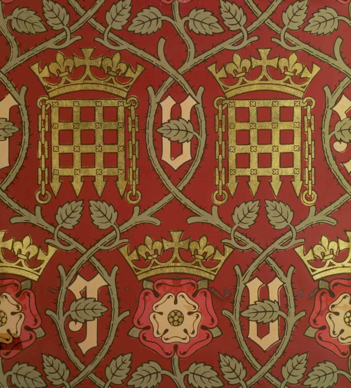 Rose Tudor, papier peint de reproduction conçu par S. Scott et produit par Cole & Sons, d