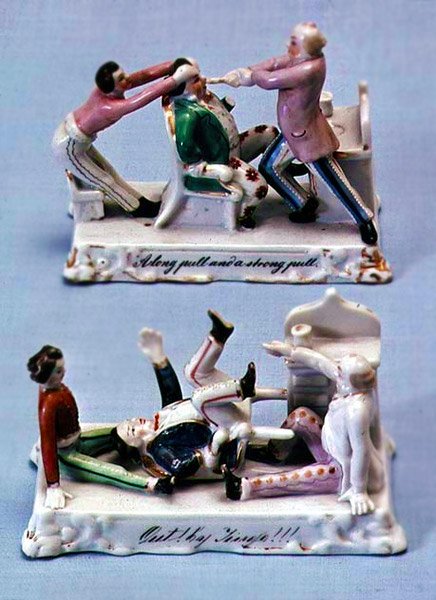 Deux figurines en porcelaine : Un long tirage et un tirage fort, et dehors ! Par Jingo !!!, vers 1875-90 - English School