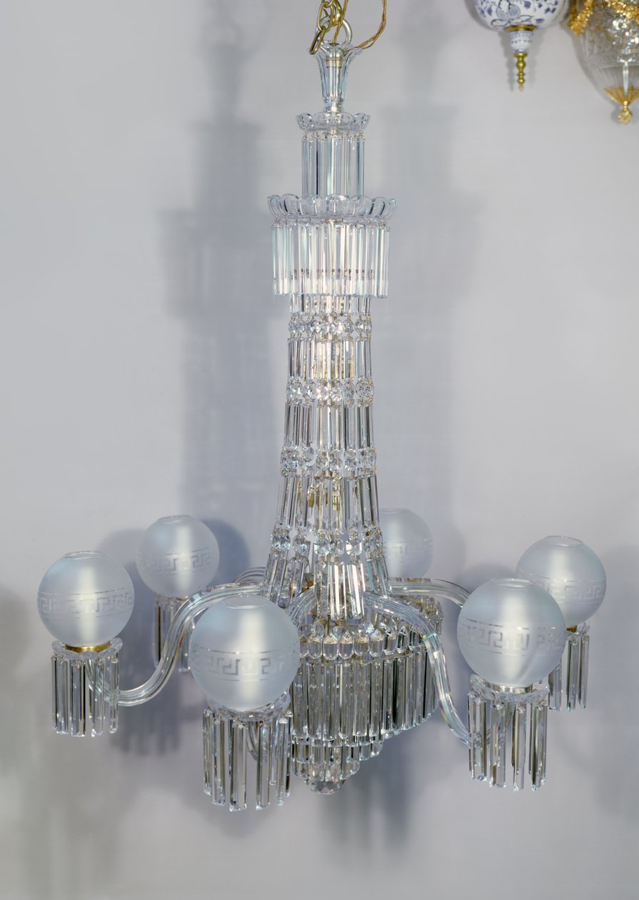 Lustre victorien avec pendentifs en cristal (cristal et médias mixtes) - English School