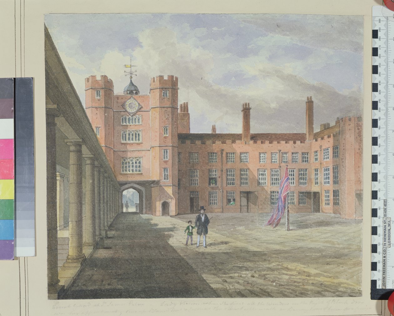 Vue de la cour du palais de St. James, 1841 - English School