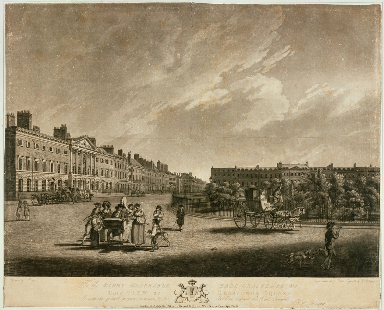 Vue du côté nord de Grosvenor Square, 1789 - English School
