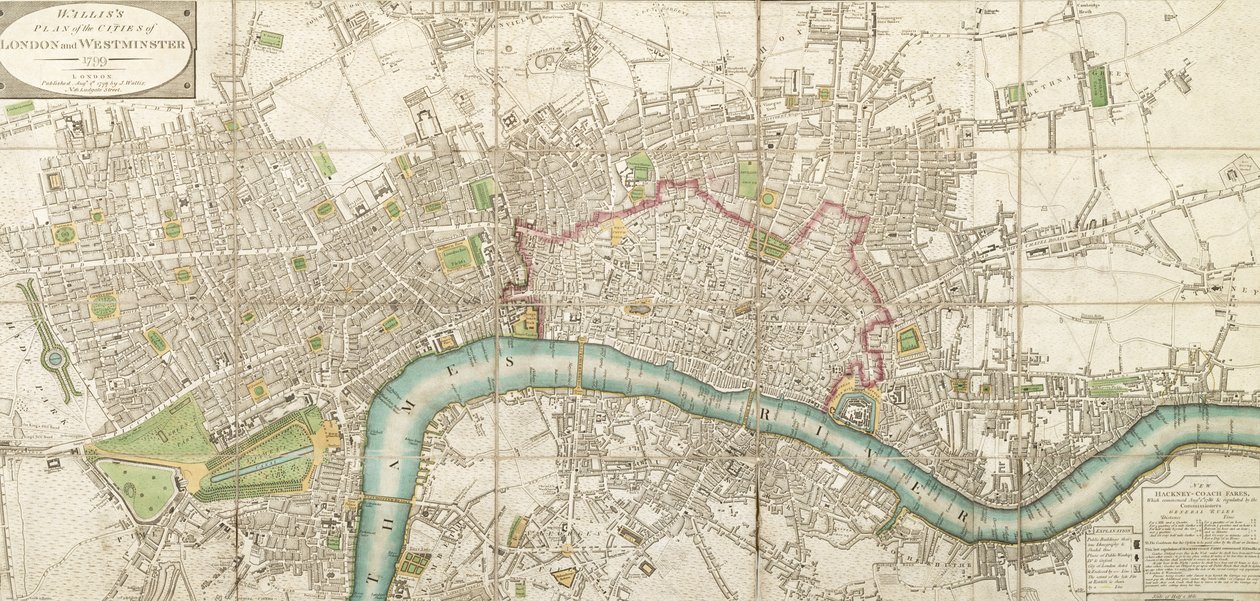 Carte pliée de Wallis de la ville de Londres et de Westminster, 1799 - English School