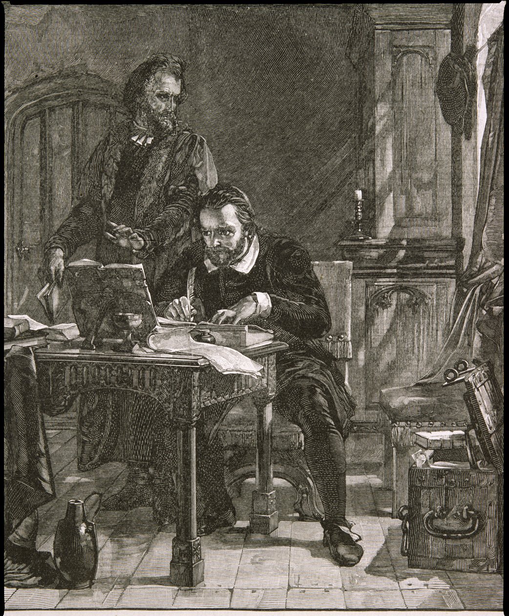 William Tyndale (c.1492-1536) au travail - English School