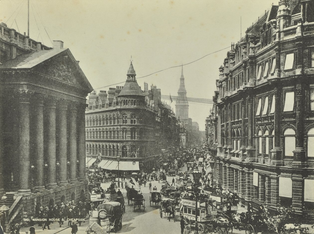 Cheapside, depuis Mansion House, City de Londres, 1885 - English Photographer