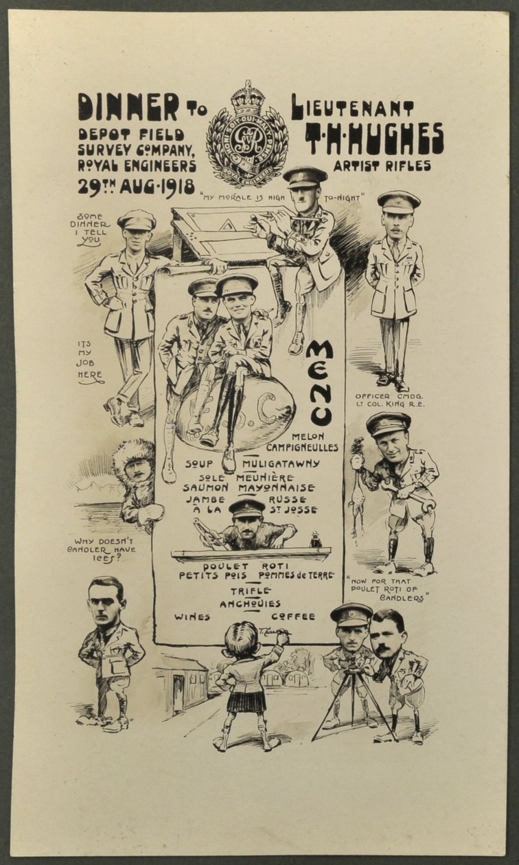 Dîner pour le Lieutenant T. H. Hughes, Artist Rifles, Depot Field Survey Company, Royal Engineers, 29 août 1918 - English Photographer