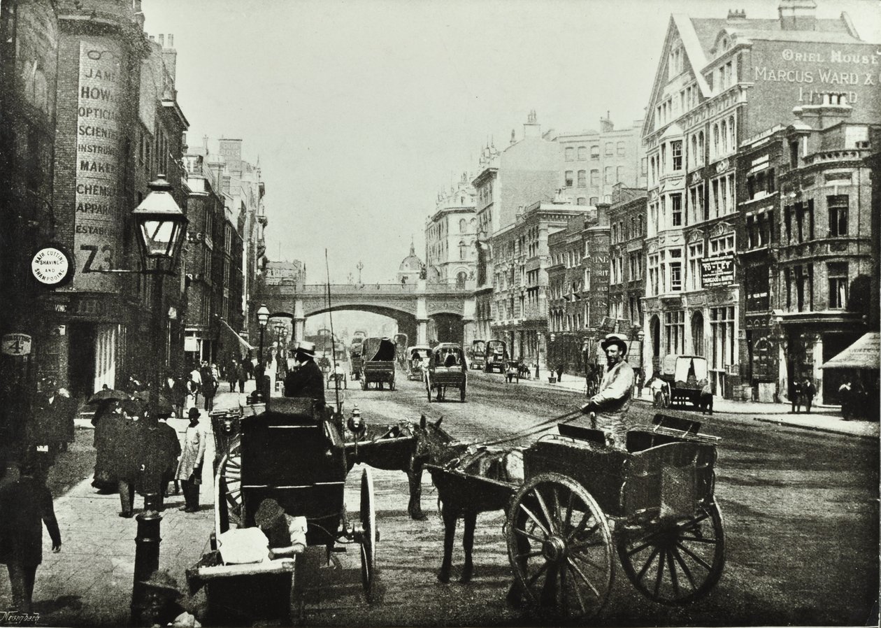 Holborn Viaduct, Farringdon Street, vers le nord, City de Londres, 1890 - English Photographer