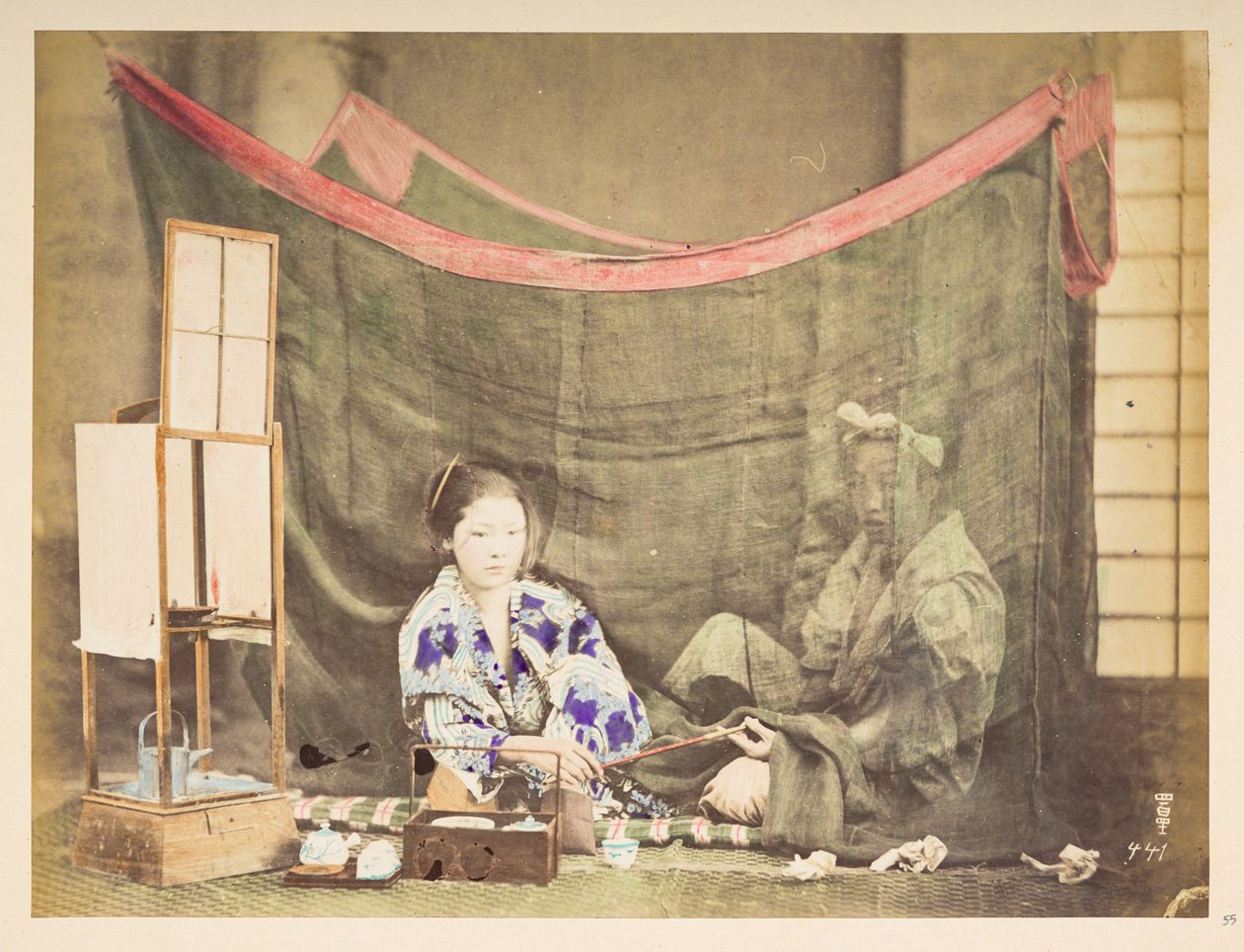 Couple japonais à leur loisir, tableau en studio d