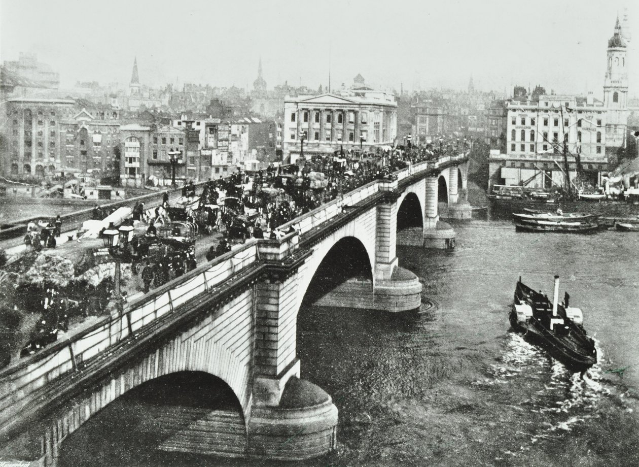 Pont de Londres : trafic hippomobile sur le pont, 1895 - English Photographer