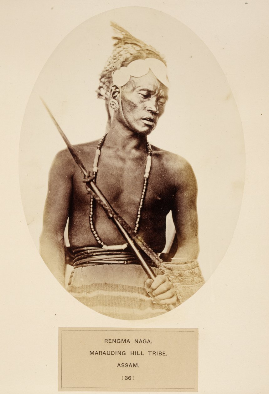 Rengma Naga, tribu maraudeuse des collines, Assam, de The People of India, par J. Forbes Watson, publié en 1868 - English Photographer