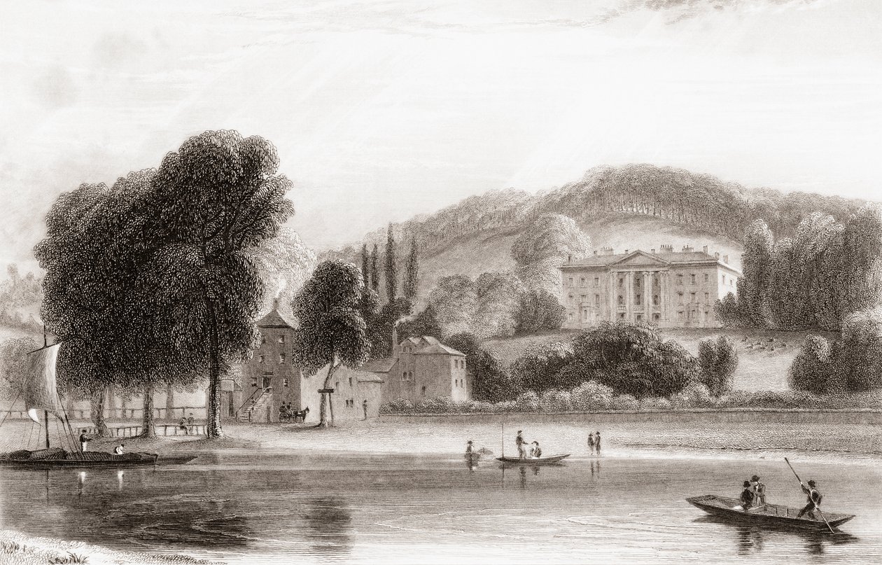 Vue du XIXe siècle de Beaumont Lodge, Old Windsor, Berkshire, Angleterre. Vendu en 1854 à la Société de Jésus et renommé Beaumont College, une école publique jésuite. Tiré de la Galerie de portraits et de paysages de Churton, publié en 1836. - English School