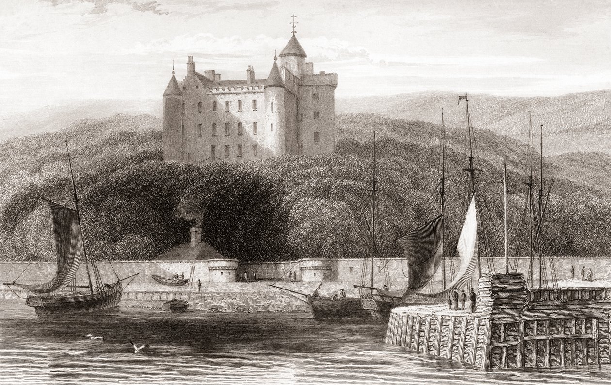 Vue du 19e siècle du château de Dunrobin, Sutherland, Écosse. De Churton