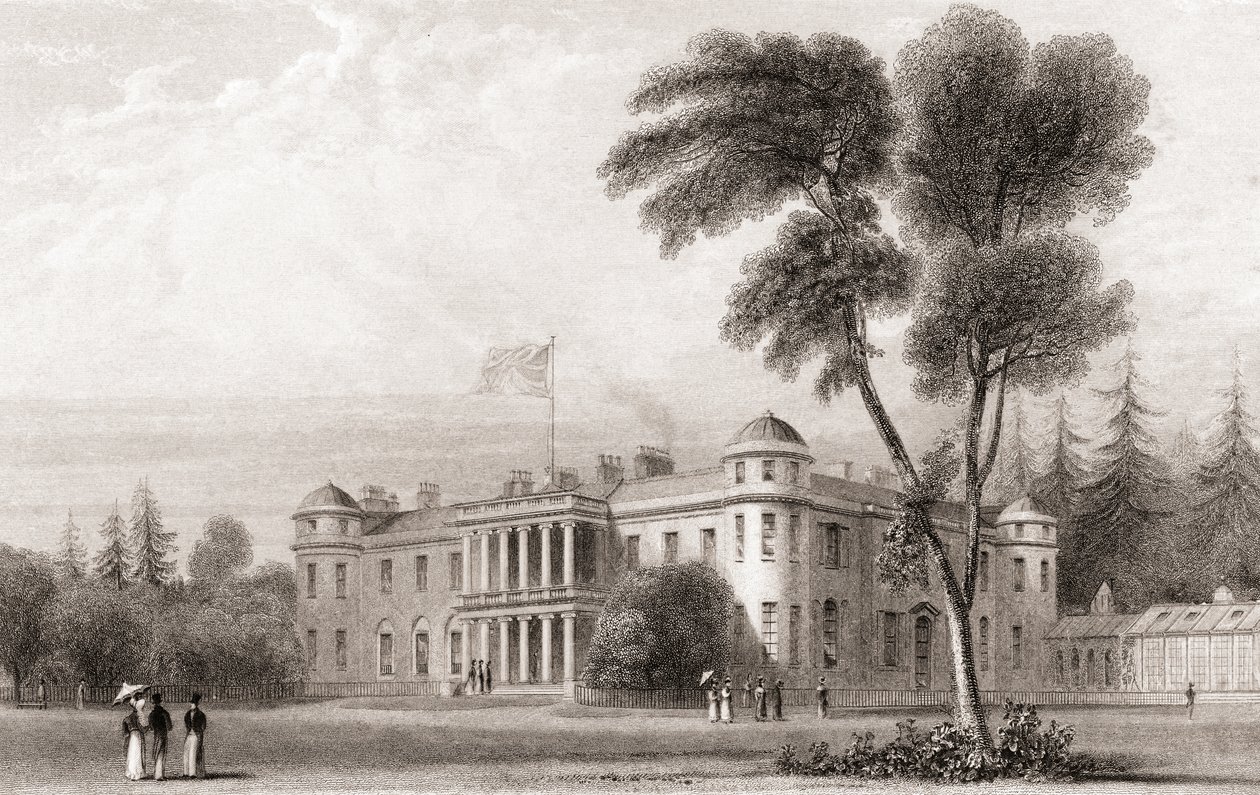 Vue du XIXe siècle de Goodwood House, West Sussex, sud de l