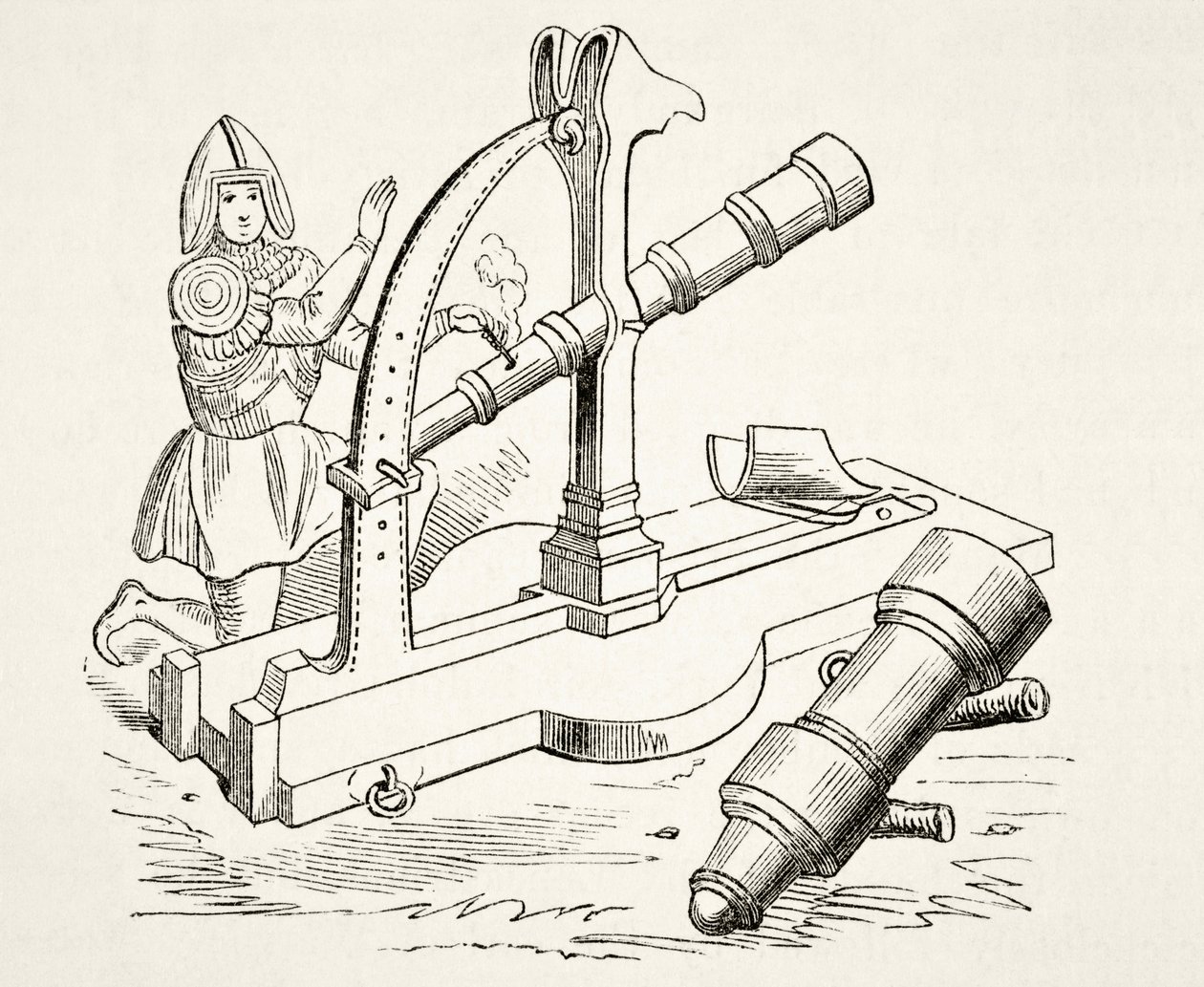 Un canon du 15ème siècle, tiré de The National and Domestic History of England par William Hickman Smith Aubrey, publié à Londres vers 1890 - English School