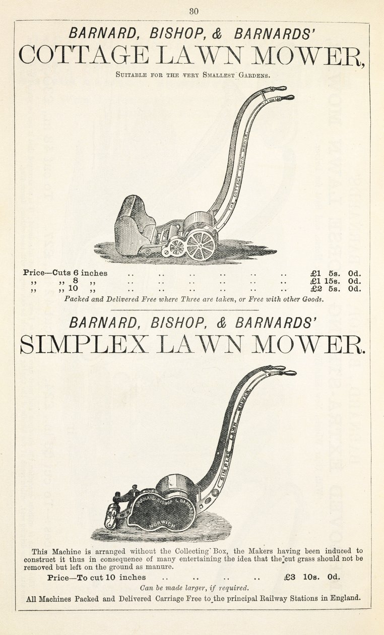 Un cottage et une tondeuse Simplex, illustration d