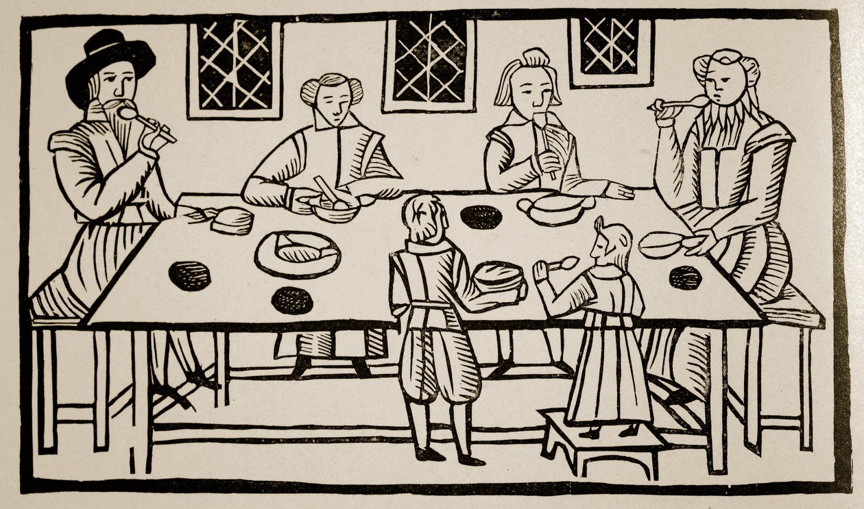 Un repas de famille, vers 1600 - English School