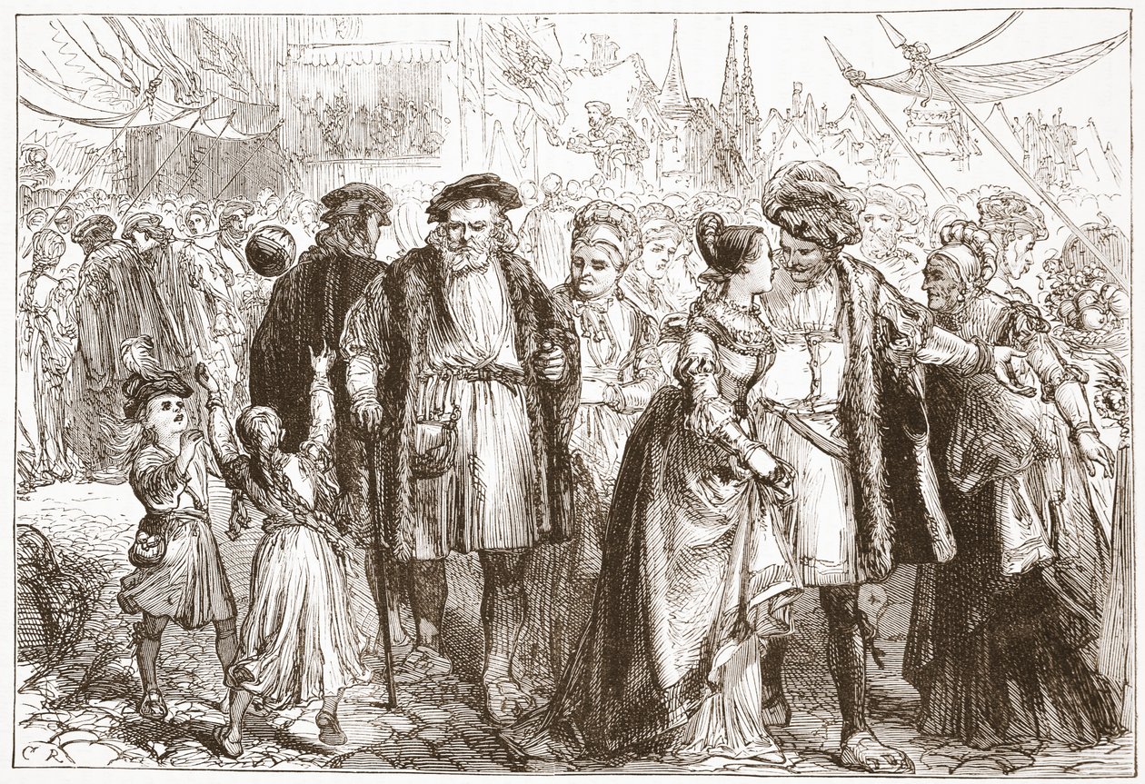 Un jour de fête à Nuremberg : époque, XVIe siècle, illustration de L