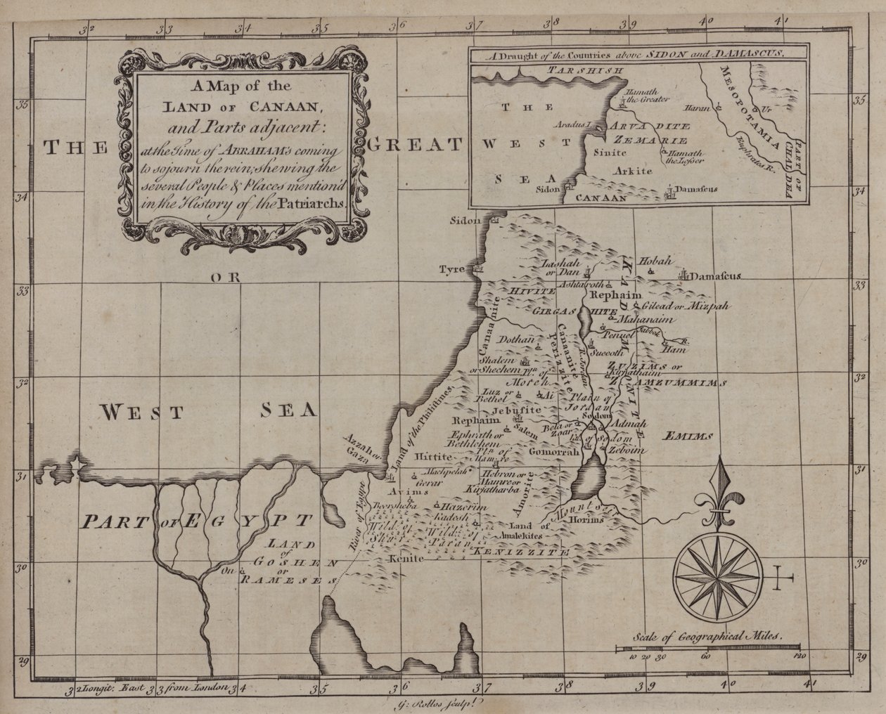Carte du pays de Canaan et des parties adjacentes, à l