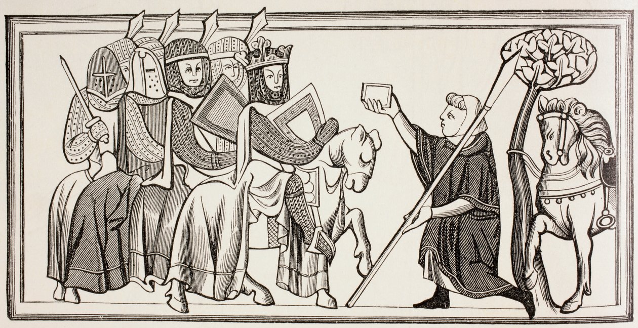 Un message est apporté à un roi et son armée, c.1880 - English School