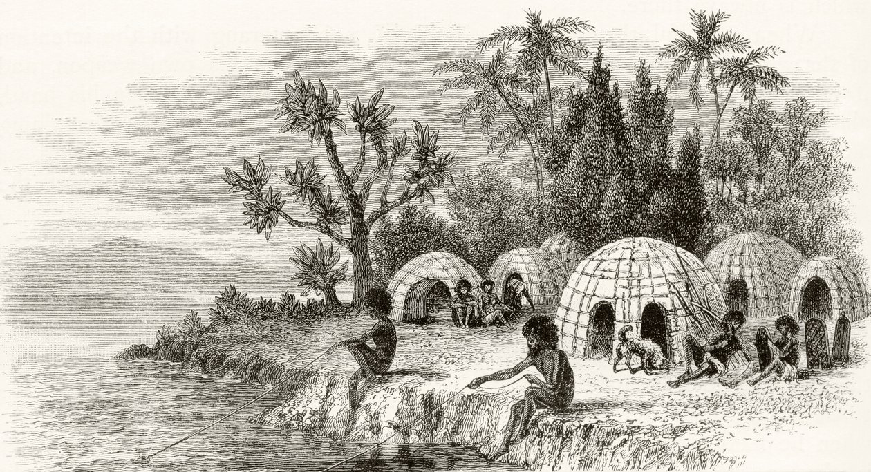 Un campement indigène dans le Queensland, vers 1880, de 